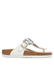 Birkenstock Japonki Gizeh 1026735 Biały. Białe klapki damskie Birkenstock, bez wzorów, ze skóry, bez obcasa. Za 599.99 zł.