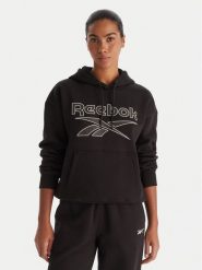 Reebok Bluza Cali RK25174CCW Czarny Regular Fit. Czarne bluzy damskie Reebok, l, bez wzorów, z bawełny, bez kaptura. Za 199.99 zł.
