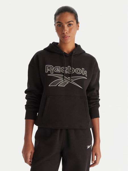 Reebok Bluza Cali RK25174CCW Czarny Regular Fit. Czarne bluzy damskie Reebok, l, bez wzorów, z bawełny, bez kaptura. Za 199.99 zł.