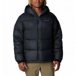 Kurtka Turystyczna Puchowa Męska Columbia Pike Lake II Hooded Jacket. Czarne kurtki męskie Columbia, m, bez wzorów, z puchu, sportowe, bez kaptura. Za 799.00 zł.