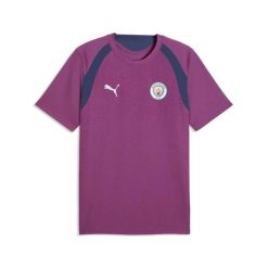 Koszulka Manchesteru City. Fioletowe koszulki sportowe męskie Puma, l, bez wzorów, z materiału, bez kołnierzyka, bez ramiączek, na fitness i siłownię. Za 252.15 zł.