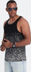Ombre Męski tank top bawełniany z gradientowym nadrukiem - czarny V2 OM-TSTT-22SS-001 L. Czarne t-shirty męskie Ombre, l, bez wzorów, z bawełny, bez kołnierzyka. Za 49.99 zł.