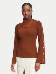 Elisabetta Franchi Golf MK-03S-66E2-V420 Brązowy Slim Fit. Brązowe swetry damskie Elisabetta Franchi, s, bez wzorów, z wiskozy, bez kołnierzyka, bez ramiączek, bez kaptura. Za 1,799.00 zł.