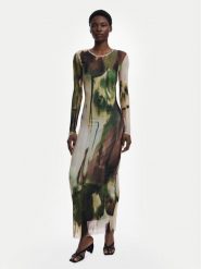 Desigual Sukienka codzienna Godiva 25WWVK41 Zielony Slim Fit. Zielone sukienki damskie Desigual, na co dzień, xs, bez wzorów, z syntetyku, bez kołnierzyka, bez ramiączek, proste. Za 599.99 zł.