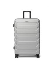 GINO ROSSI Walizka duża CEO-GIN-L-003-05-SILVER Srebrny. Szare torebki do ręki damskie Gino Rossi, bez wzorów, z tworzywa sztucznego, duże, bez dodatków. Za 299.99 zł.