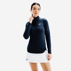Koszulka tenisowa termiczna damska z długim rękawem Thermic TH 900. Niebieskie koszulki sportowe damskie ARTENGO, s, bez wzorów, z materiału, bez kołnierzyka, bez ramiączek, na fitness i siłownię. Za 119.99 zł.