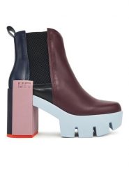 United Nude Botki Grip Chelsea Mid IV 1095992516 Bordowy. Czerwone botki damskie United Nude, ze skóry, bez obcasa, na słupku, bez zapięcia. Za 1,489.00 zł.