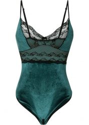 "Body aksamitne ""ouvert""". Zielone body damskie bonprix, bez wzorów. Za 107.99 zł.