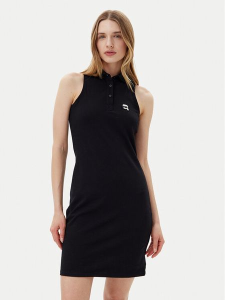 KARL LAGERFELD Sukienka codzienna A2W13041 Czarny Slim Fit. Czarne sukienki damskie KARL LAGERFELD, na co dzień, m, bez wzorów, z bawełny, bez kołnierzyka, bez ramiączek, proste. Za 469.99 zł.