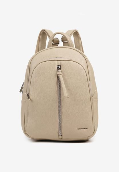 Beżowy Mały Plecak Zdobiony Suwakiem Nilzeri. Brązowe plecaki damskie Renee, z aplikacjami, z jeansu, biznesowe. Za 159.99 zł.