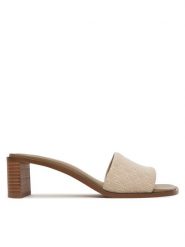 Calvin Klein Klapki Block Heel Sandal Aop HW0HW03016 Beżowy. Brązowe klapki damskie Calvin Klein, bez wzorów, z materiału, bez obcasa. Za 529.99 zł.