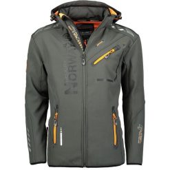 Geographical Norway Softshell ROYAUTE DGREY - ORANGE DB MEN 068. Szare kurtki męskie Geographical Norway, bez wzorów, z softshellu, sportowe, bez kaptura. Za 239.00 zł.