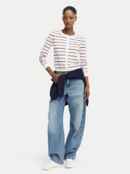 Tommy Jeans Kardigan DW0DW20976 Biały Regular Fit. Białe kardigany damskie Tommy Jeans, xl, bez wzorów, z bawełny, bez kołnierzyka, bez ramiączek, bez kaptura. Za 369.99 zł.