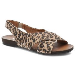 Beżowe Sandały Armodo Stylowe Wsuwane Obuwie Damskie Lampart. Brązowe klapki damskie Armodo, bez wzorów, ze skóry, bez obcasa, bez zapięcia. Za 299.00 zł.
