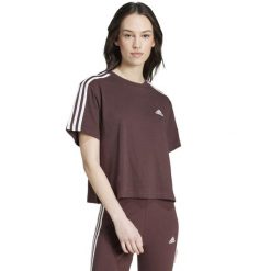 Koszulka damska adidas Essentials 3-Stripes Single Jersey Crop Top. Białe obuwie sportowe damskie Adidas, bez wzorów, z jersey, na fitness i siłownię. Za 99.00 zł.