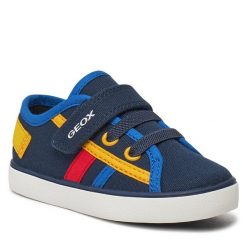 Sneakersy Geox. Niebieskie trampki i tenisówki chłopięce Geox, bez wzorów, bez zapięcia. Za 149.99 zł.