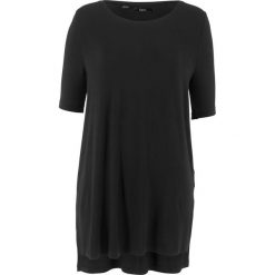 Długi shirt z rozcięciami, rękaw do łokcia bonprix czarny. Bluzki damskie marki bonprix. Za 24.99 zł.