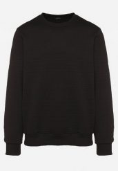 Czarna Klasyczna Bluza z Bawełną i Polarem Ozdobiona Tłoczeniem Yedela. Czarne bluzy męskie Born2be, l, bez wzorów, z bawełny, bez kaptura. Za 69.99 zł.