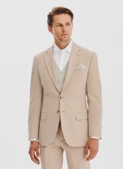 PAKO LORENTE – Beżowa marynarka męska. Brązowe marynarki męskie Pako Lorente, bez wzorów, z elastanu. Za 999.99 zł.