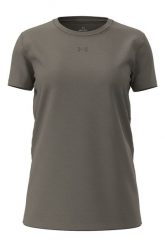 Under Armour W SIMPLE BRANDED SS Koszulka damska. Szare koszulki sportowe damskie Under Armour, l, bez wzorów, z bawełny, bez kołnierzyka, bez ramiączek. Za 62.99 zł.