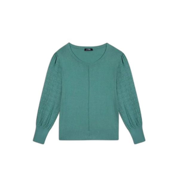 Sweter damski TBS Emana. Zielone swetry damskie TBS, s, bez wzorów, z dzianiny, eleganckie, bez kołnierzyka, bez ramiączek, długie, bez kaptura. Za 298.00 zł.
