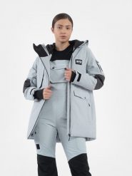 4F Kurtka snowboardowa membrana 15 000 damska XL. Szare kurtki damskie 4f, l, bez wzorów, bez kaptura, narciarskie. Za 799.99 zł.