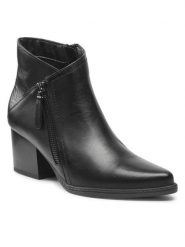 Lasocki Botki 335-01 Czarny. Czarne botki damskie Lasocki, ze skóry, bez obcasa, na słupku, bez zapięcia. Za 263.99 zł.