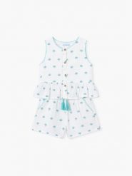 Mayoral Komplet top i spodenki 3229 Biały Regular Fit. Białe spodenki dla dziewczynek Mayoral, bez wzorów, z bawełny. Za 159.99 zł.