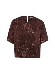 Marie Lund koszulka z cekinami Kobiety brązowy, S. Brązowe t-shirty damskie Marie Lund, s, bez wzorów, eleganckie, bez kołnierzyka. Za 299.95 zł.