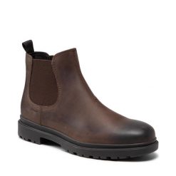 Sztyblety Geox. Brązowe botki męskie Geox, bez wzorów, bez zapięcia. Za 409.99 zł.