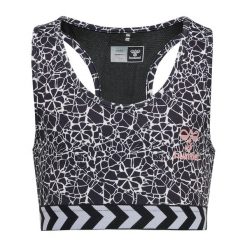 Dziewczęcy biustonosz sportowy Hummel Mimmi. Czarne t-shirty i topy dla dziewczynek Hummel, bez wzorów, bez ramiączek. Za 147.50 zł.