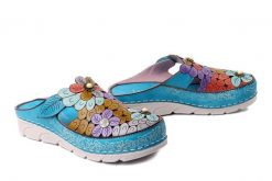 LAURA VITA 0007644 Dorry 22 bleu, klapki damskie. Niebieskie klapki damskie Laura Vita, bez wzorów, ze skóry, bez obcasa. Za 305.92 zł.