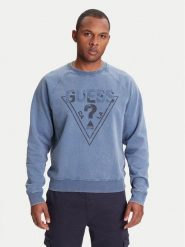 Guess Bluza M5YQ30 KCWR1 Niebieski Regular Fit. Niebieskie bluzy męskie Guess, m, z aplikacjami, z bawełny, bez kaptura. Za 319.99 zł.