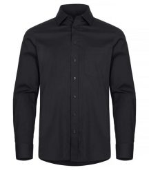 Clique Stretch Shirt L/S – Rozciągliwa koszula z długim rękawem czarna – Black. Czarne koszule męskie CLIQUE, l, bez wzorów, z bawełny, bez kołnierzyka, bez ramiączek. Za 188.92 zł.