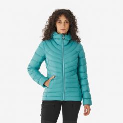Kurtka trekkingowa damska puchowa Simond MT500 - 10°C. Niebieskie kurtki sportowe damskie FORCLAZ, m, bez wzorów, z materiału, bez kaptura, trekkingowe. Za 449.99 zł.