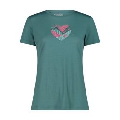 Koszulka merino damska CMP Blaze T-Shirt. Niebieskie koszulki sportowe damskie CMP, bez wzorów, bez kołnierzyka, bez ramiączek, rowerowe. Za 225.00 zł.