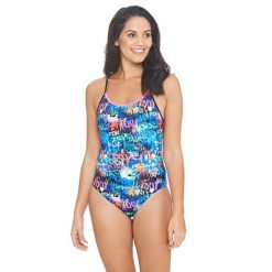 Zoggs Saber Starback damski kostium kąpielowy UK 30 – nadruk graffiti. Brązowe kostiumy jednoczęściowe damskie ZOGGS, bez wzorów, sportowe, do pływania. Za 174.93 zł.