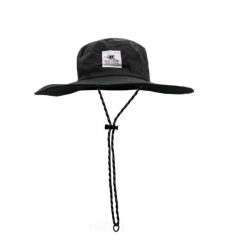 Kapelusz - nylonowy - z długim rondem / dla dorosłych /uniwersalny (czarny). Czarne czapki i kapelusze damskie SURF MONKEY, bez wzorów, z bawełny. Za 179.95 zł.