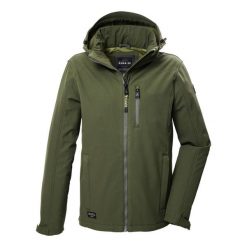 Kurtka softshell z kapturem Killtec GW 29. Szare kurtki męskie GIGA DX, bez wzorów, z softshellu, trekkingowe. W wyprzedaży za 470.00 zł.