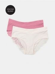 Figi hipster z wysokim stanem z wiskozy 2 pack - wielobarwny. Figi damskie Sinsay, l, bez wzorów, z wiskozy. Za 19.99 zł.