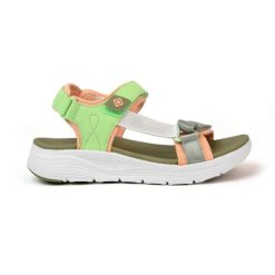 Sandały turystyczne TRAPANI – zapięcie na podwójny rzep, podeszwa EVA i komfort. Zielone sandały damskie IZAS, bez wzorów, bez obcasa, bez zapięcia. Za 226.04 zł.