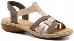 Rieker Rieker Sandals 65918-64 Beżowe 40. Brązowe sandały damskie Rieker, bez wzorów, bez obcasa, bez zapięcia. Za 240.74 zł.