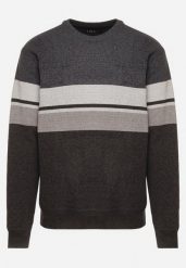 Ciemnoszary Sweter z Wełną z Eleganckim Kołnierzykiem Koszulowym Espalea. Szare swetry przez głowę męskie Born2be, l, z aplikacjami, z dzianiny, bez kołnierzyka. Za 89.99 zł.
