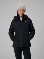 4F Kurtka zimowa membrana 5000 damska - czarna XS. Czarne kurtki sportowe damskie 4f, na zimę, m, bez wzorów, bez kaptura, trekkingowe. Za 349.99 zł.