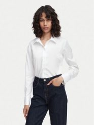 Guess Koszula W6YH10 W2752 Biały Slim Fit. Białe bluzki damskie Guess, xs, z aplikacjami, z bawełny, bez kołnierzyka, bez ramiączek. Za 344.99 zł.
