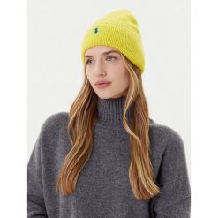 Czapka Polo Ralph Lauren. Żółte czapki i kapelusze damskie Polo Ralph Lauren, na zimę, bez wzorów. Za 449.99 zł.