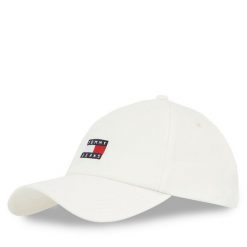 Czapka z daszkiem Tommy Jeans. Białe czapki i kapelusze damskie Tommy Jeans, bez wzorów, z jeansu. Za 99.99 zł.