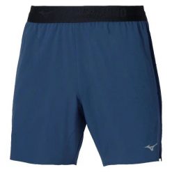 Szorty Mizuno Core 7,5 ". Niebieskie krótkie spodenki sportowe męskie Mizuno, l, bez wzorów, z materiału, do biegania. Za 209.99 zł.