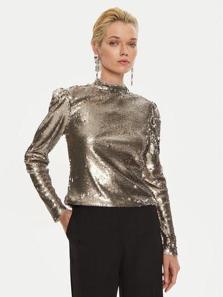 Bruuns Bazaar Bluzka Aniqa BBW4155 Srebrny Regular Fit. Szare bluzki damskie Bruuns Bazaar, bez wzorów, z syntetyku, bez kołnierzyka, bez ramiączek. Za 309.99 zł.