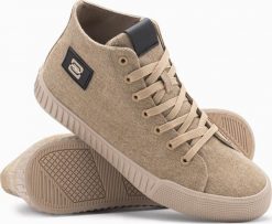 Buty trampki męskie canvas z wysoką cholewką jasnobrązowe V3 OM-FOTH-0186 40. Brązowe trampki męskie Ombre, bez wzorów, przed kolano, bez zapięcia. Za 347.95 zł.